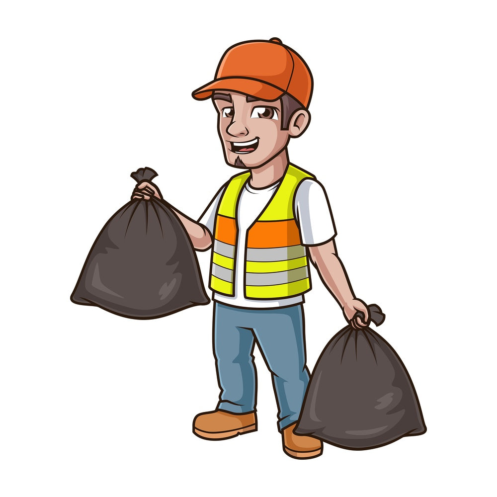 Dustman carrying trash bags. PNG - JPG and vector EPS (infinitely scalable).