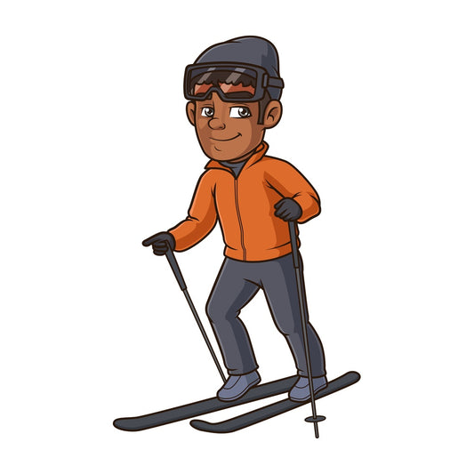 Black man skiing. PNG - JPG and vector EPS (infinitely scalable).