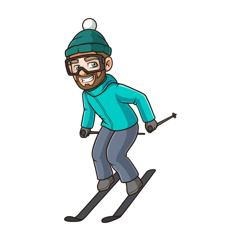 Young man skiing. PNG - JPG and vector EPS (infinitely scalable).