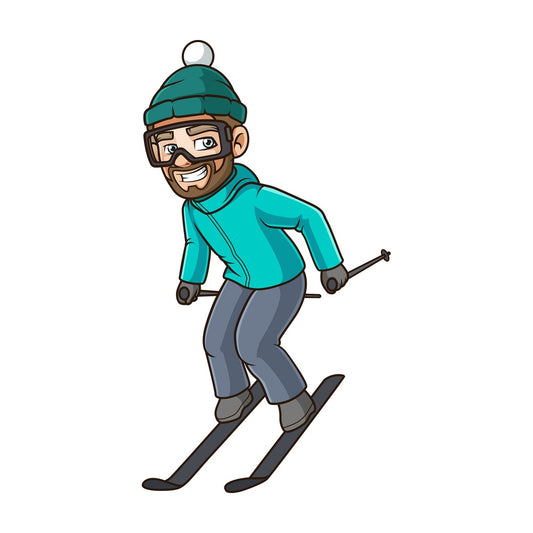 Young man skiing. PNG - JPG and vector EPS (infinitely scalable).