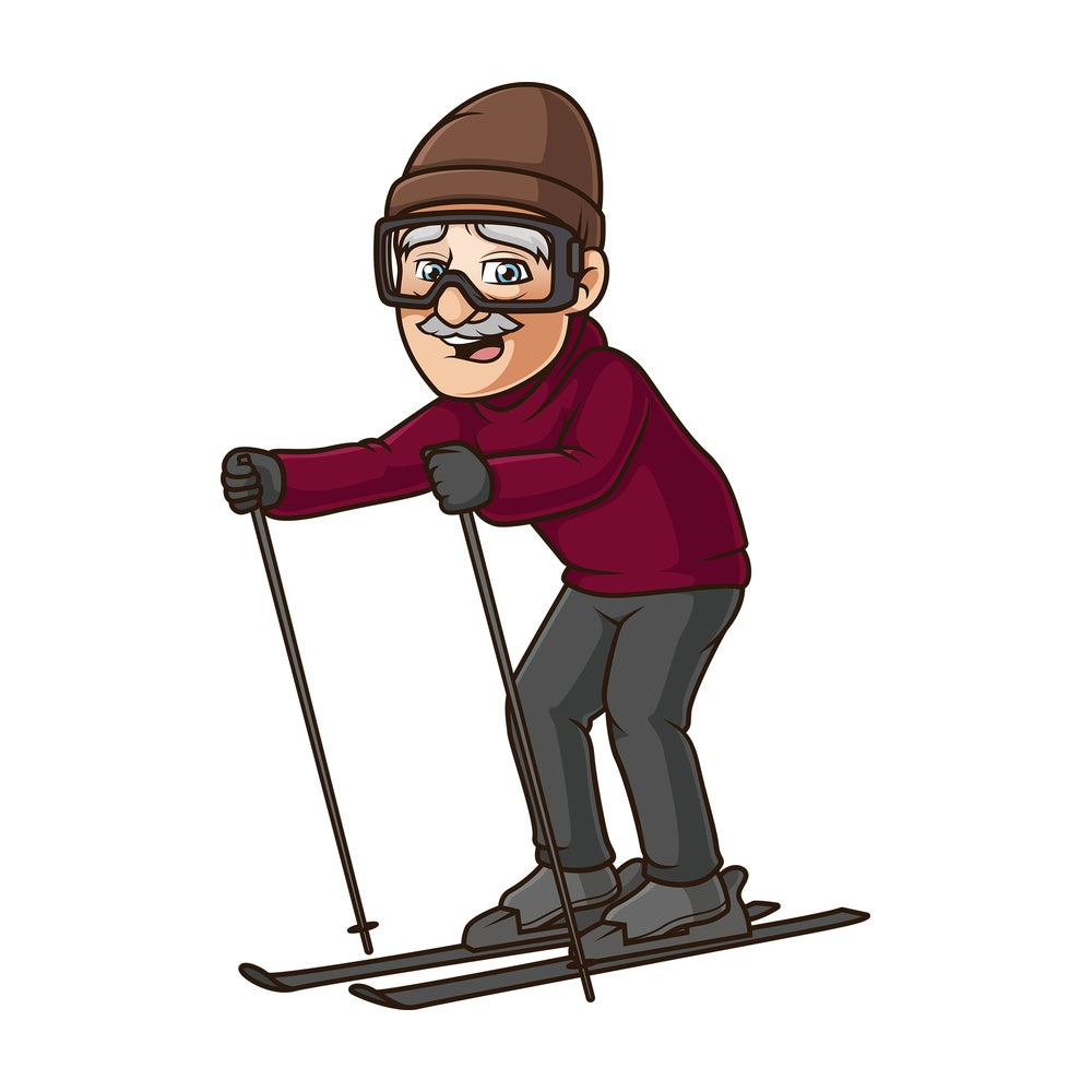 Old man skiing. PNG - JPG and vector EPS (infinitely scalable).