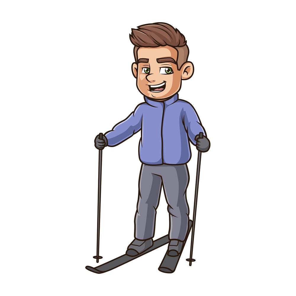Cheerful guy skiing. PNG - JPG and vector EPS (infinitely scalable).