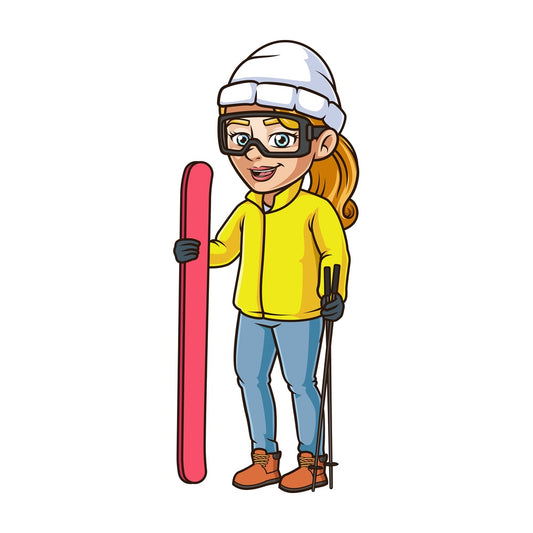 Woman with skis. PNG - JPG and vector EPS (infinitely scalable).