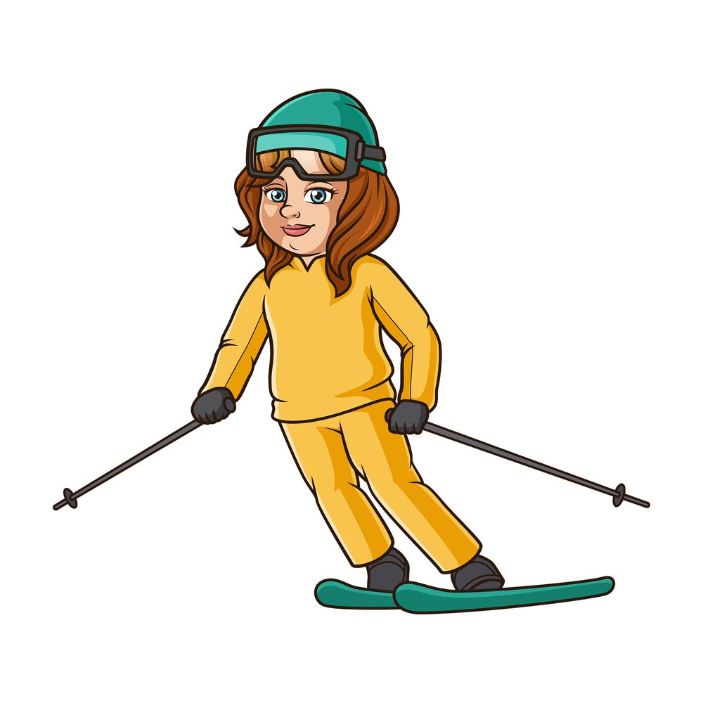 Chubby woman skiing. PNG - JPG and vector EPS (infinitely scalable).