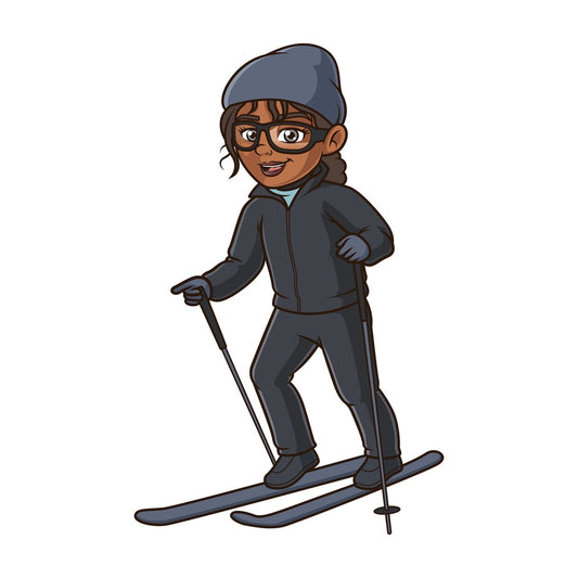 Black woman skiing. PNG - JPG and vector EPS (infinitely scalable).