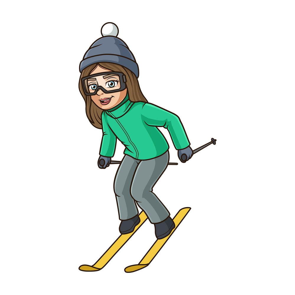 Young woman skiing. PNG - JPG and vector EPS (infinitely scalable).
