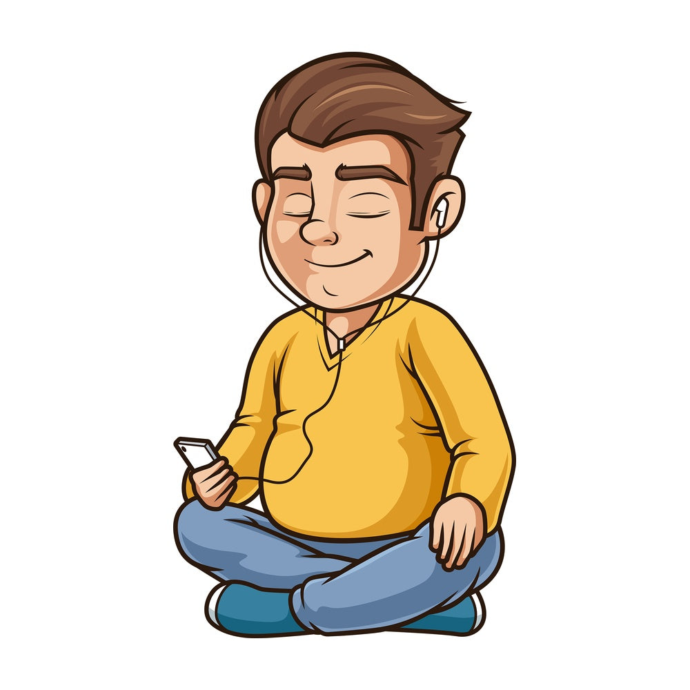 Chubby guy meditating. PNG - JPG and vector EPS (infinitely scalable).