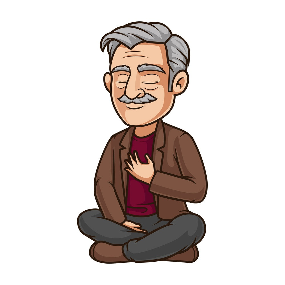 Old man meditating. PNG - JPG and vector EPS (infinitely scalable).