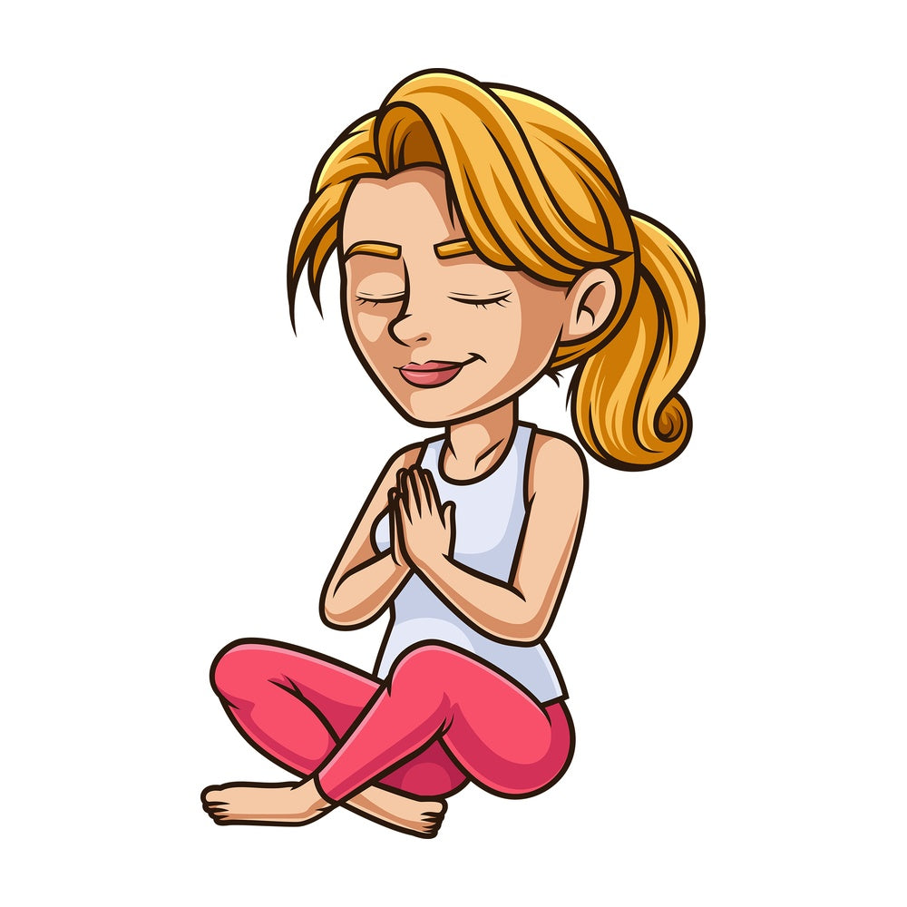 Caucasian woman meditating. PNG - JPG and vector EPS (infinitely scalable).