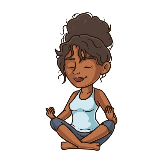 Black woman meditating. PNG - JPG and vector EPS (infinitely scalable).