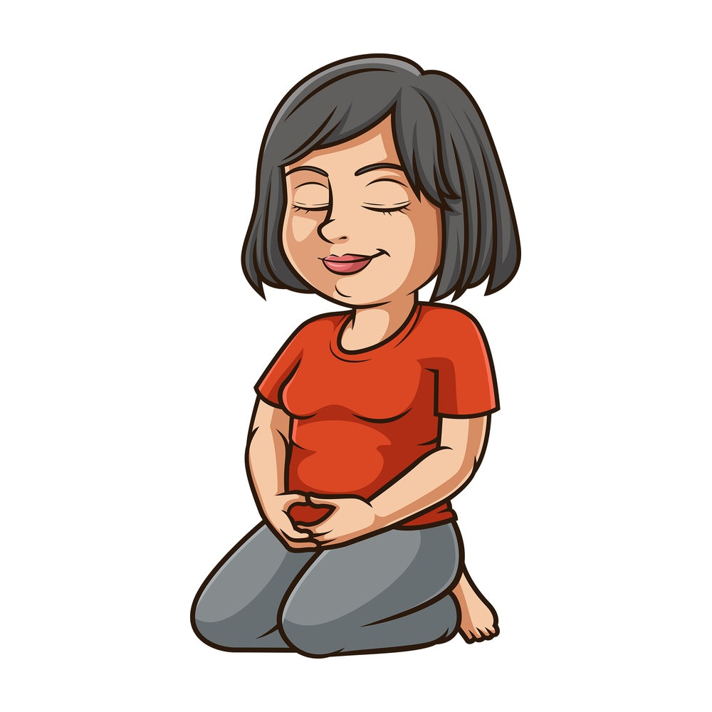 Middle-Aged woman meditating. PNG - JPG and vector EPS (infinitely scalable).