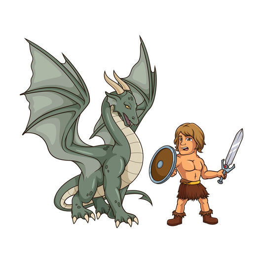 Beowulf fighting dragon. PNG - JPG and vector EPS (infinitely scalable).