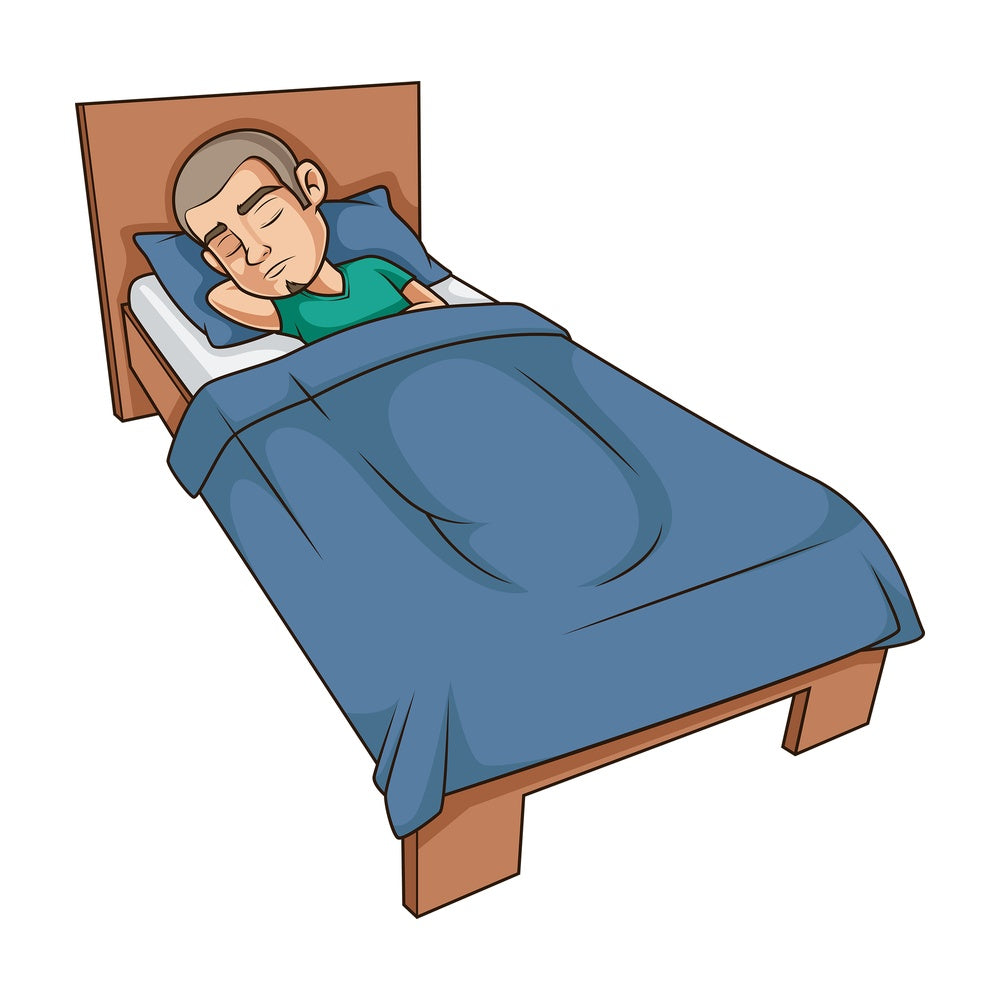 Latino man sleeping in bed. PNG - JPG and vector EPS (infinitely scalable).