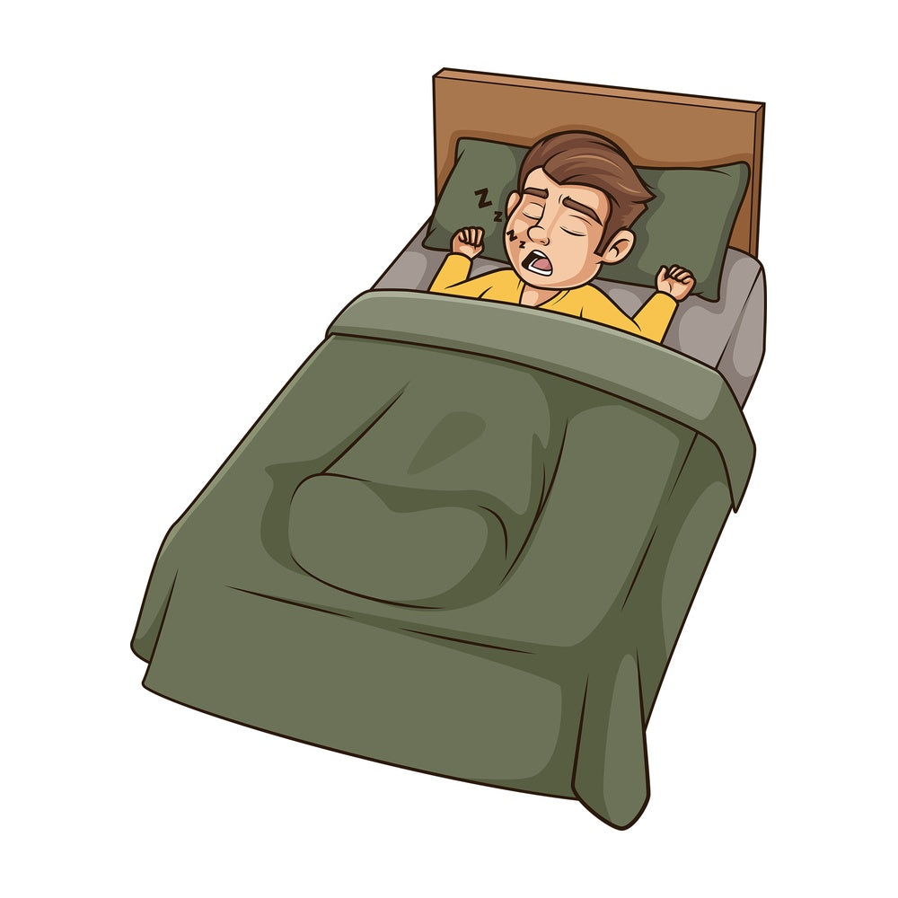 Young guy sleeping in bed. PNG - JPG and vector EPS (infinitely scalable).