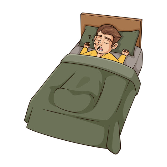Young guy sleeping in bed. PNG - JPG and vector EPS (infinitely scalable).
