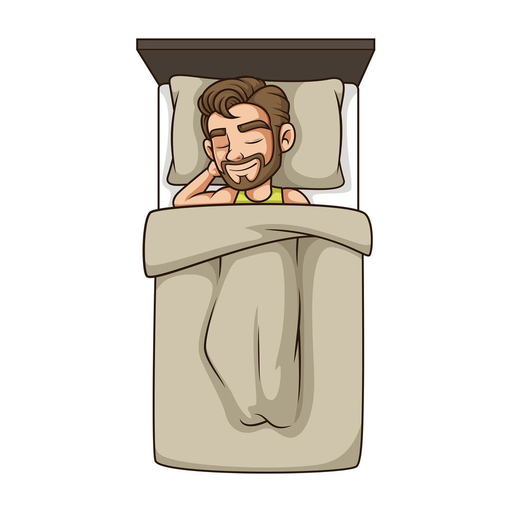 Man sleeps in bed top view. PNG - JPG and vector EPS (infinitely scalable).