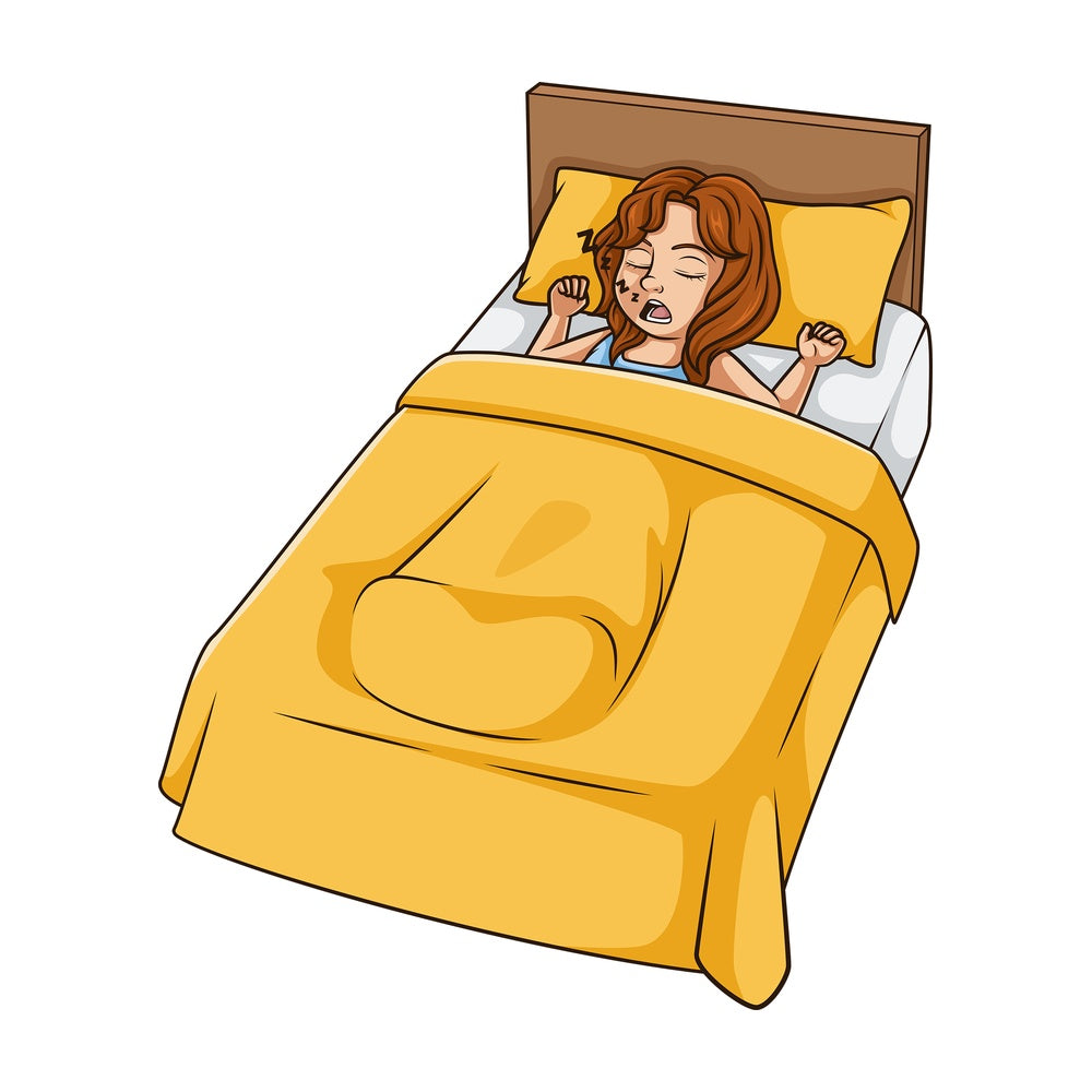 Young girl sleeping in bed. PNG - JPG and vector EPS (infinitely scalable).
