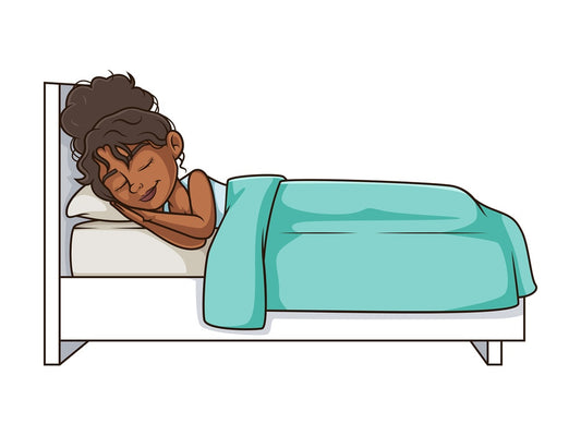 Black woman sleeping in bed. PNG - JPG and vector EPS (infinitely scalable).