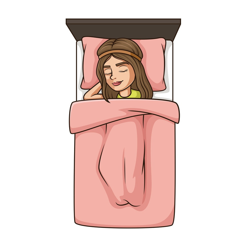 Woman sleeps in bed top view. PNG - JPG and vector EPS (infinitely scalable).