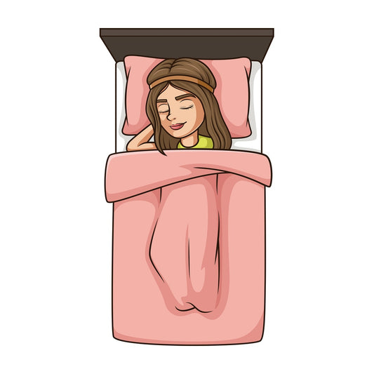 Woman sleeps in bed top view. PNG - JPG and vector EPS (infinitely scalable).