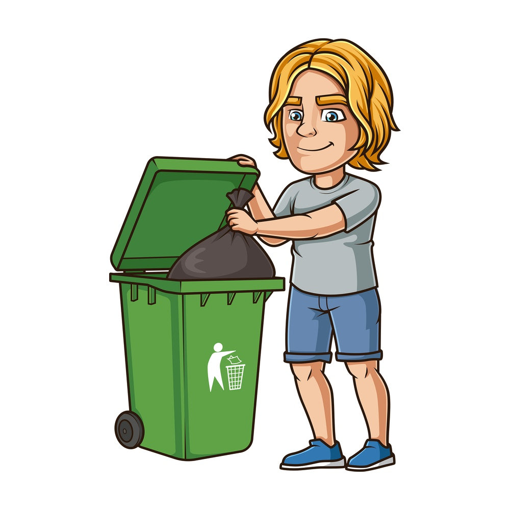 Man throwing out the trash. PNG - JPG and vector EPS (infinitely scalable).