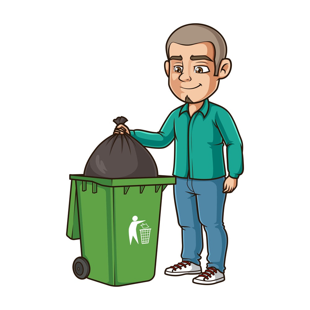 Latino man taking out the trash. PNG - JPG and vector EPS (infinitely scalable).