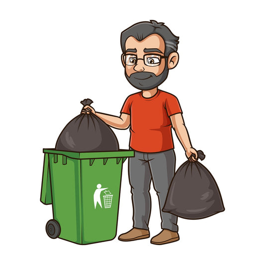 Man taking out garbage. PNG - JPG and vector EPS (infinitely scalable).