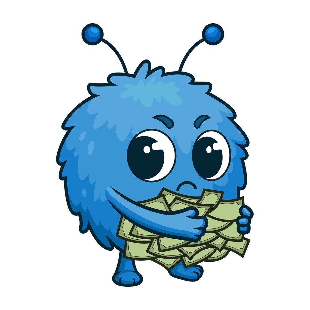 Cute monster greed. PNG - JPG and vector EPS (infinitely scalable).