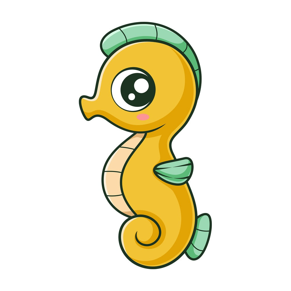 Chibi kawaii seahorse. PNG - JPG and vector EPS (infinitely scalable).
