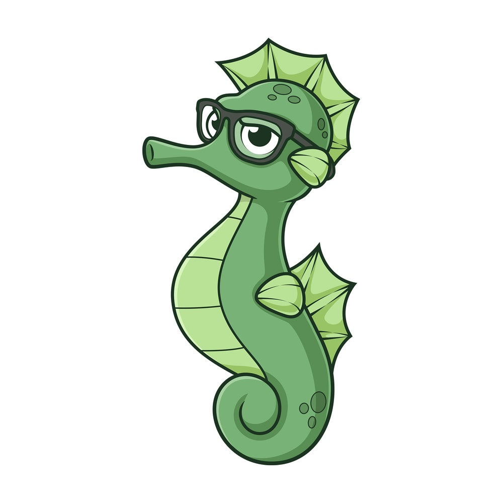 Dad seahorse with glasses. PNG - JPG and vector EPS (infinitely scalable).