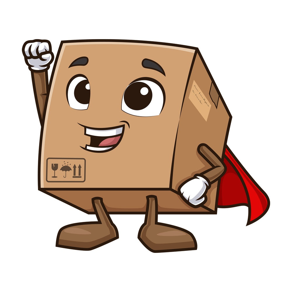 Delivery box superhero. PNG - JPG and vector EPS (infinitely scalable).