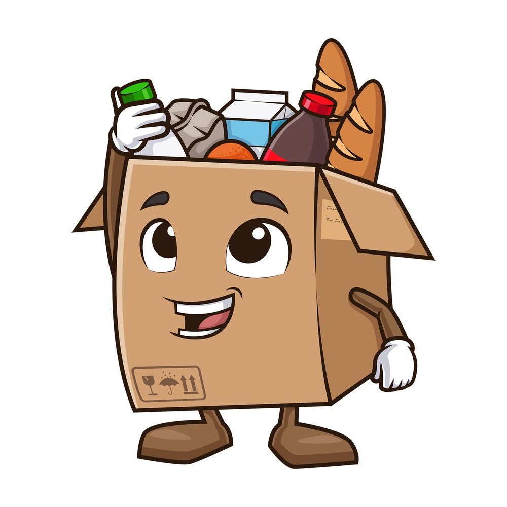 Delivery box full with groceries. PNG - JPG and vector EPS (infinitely scalable).
