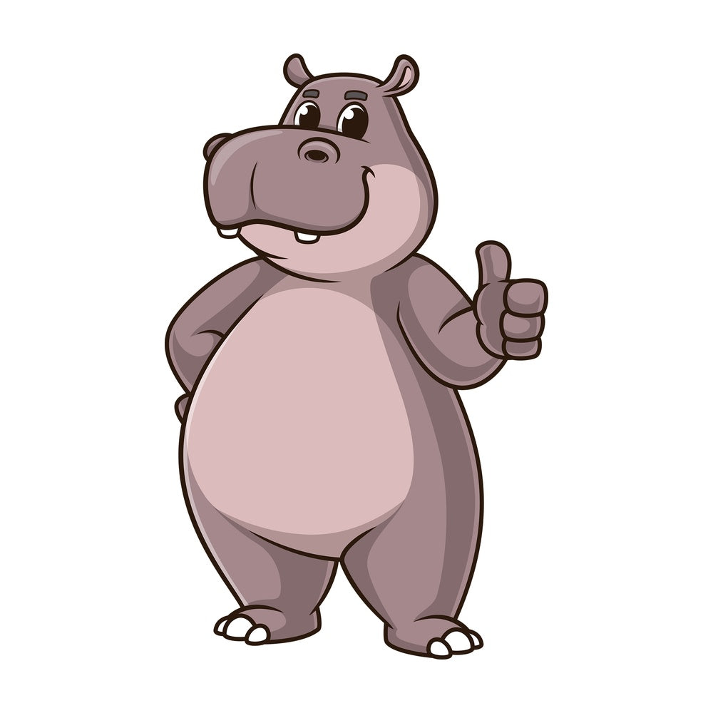 Hippo thumbs up. PNG - JPG and vector EPS (infinitely scalable).