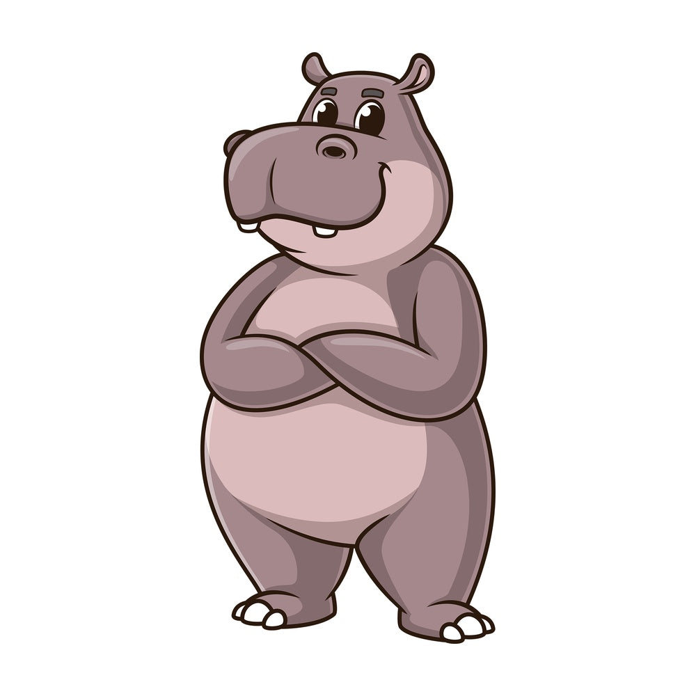 Hippo arms crossed. PNG - JPG and vector EPS (infinitely scalable).