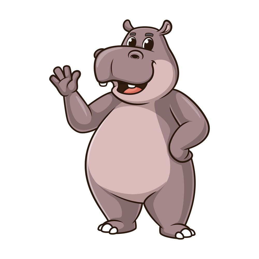 Happy hippo waving. PNG - JPG and vector EPS (infinitely scalable).