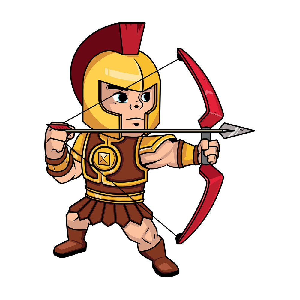 Roman archer shooting with his bow. PNG - JPG and vector EPS (infinitely scalable). Image isolated on transparent background.