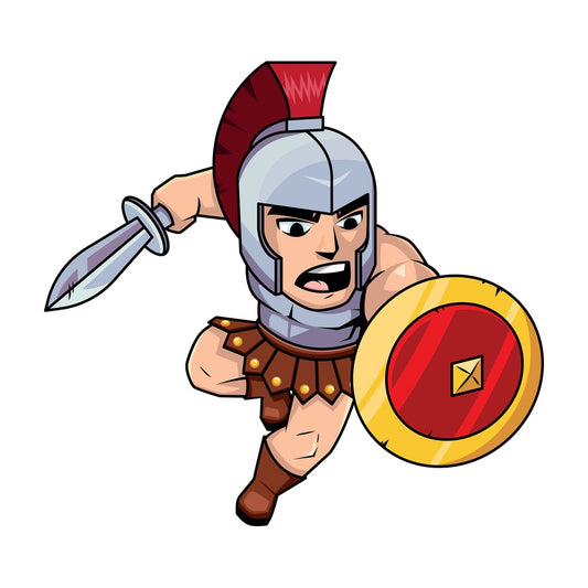 Roman soldier attacking with sword. PNG - JPG and vector EPS (infinitely scalable). Image isolated on transparent background.
