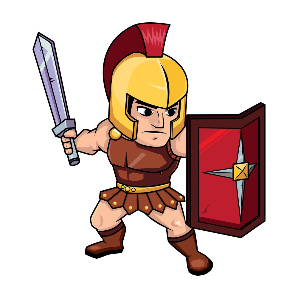 Roman soldier on guard with shield. PNG - JPG and vector EPS (infinitely scalable). Image isolated on transparent background.
