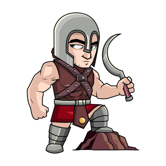 Gladiator holding weapon after fight. PNG - JPG and vector EPS (infinitely scalable). Image isolated on transparent background.