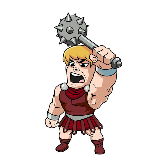 Gladiator raising his mace shouting. PNG - JPG and vector EPS (infinitely scalable). Image isolated on transparent background.