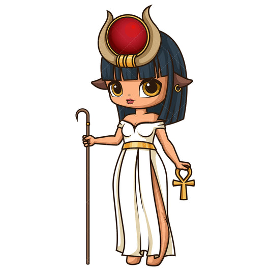 Royalty-free stock vector illustration of the ancient egyptian god hathor.