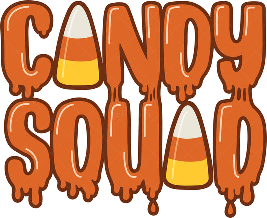 Royalty-free vector illustration of handwritten-style text art that reads "candy squad".