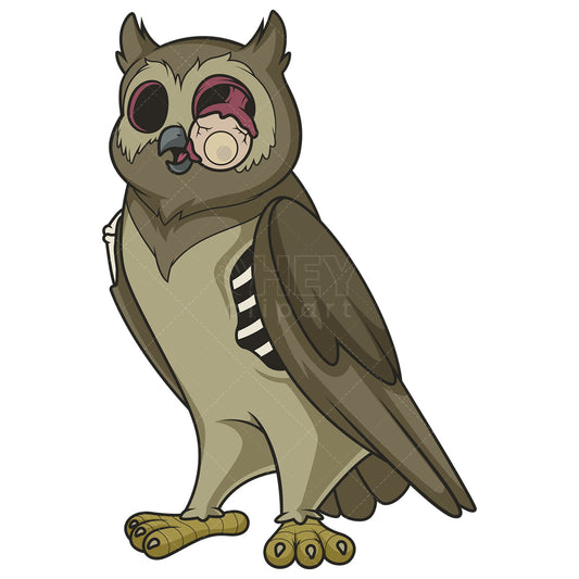 Royalty-free stock vector illustration of a creepy zombie owl.