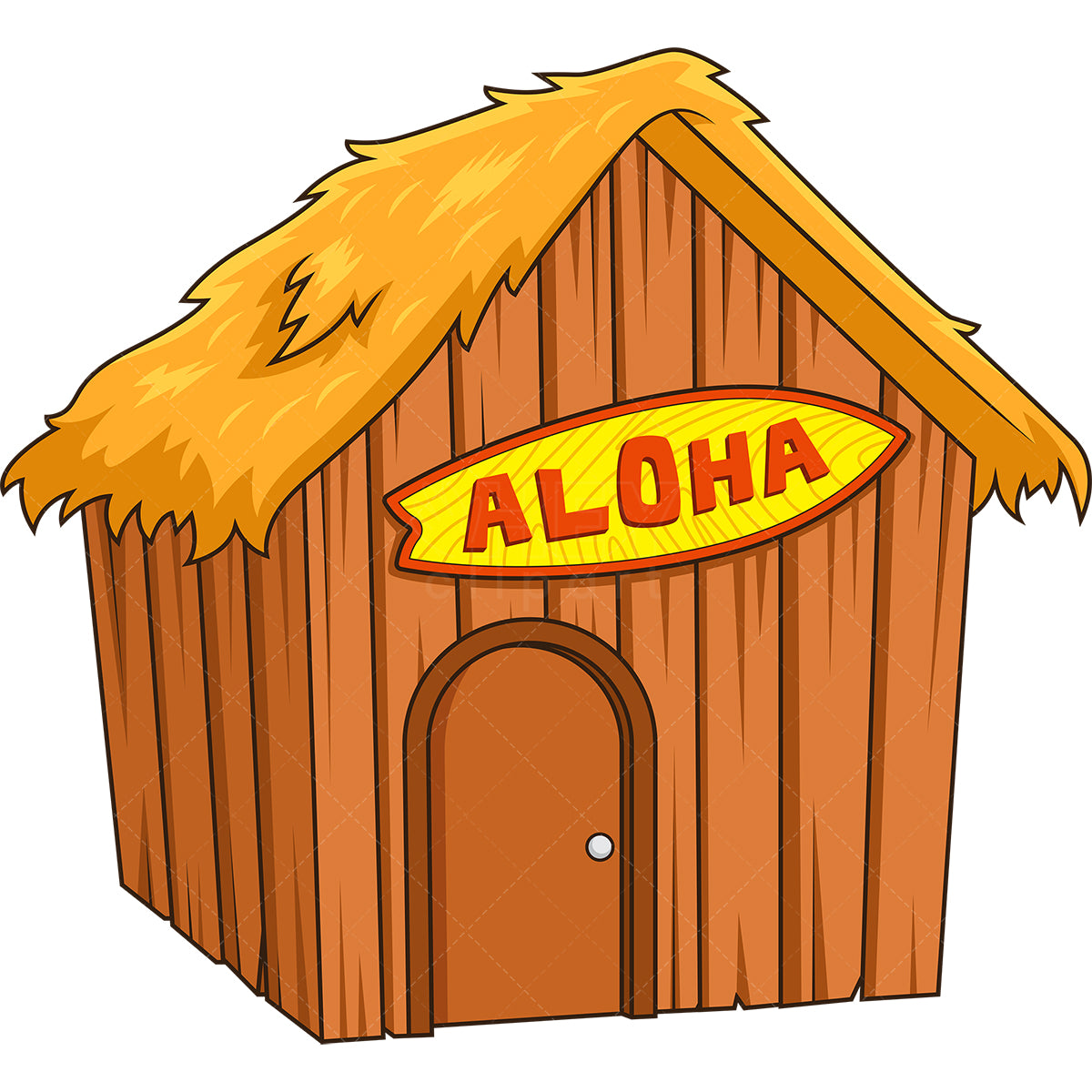 Royalty-free stock vector illustration of a hawaiian hut aloha sign.