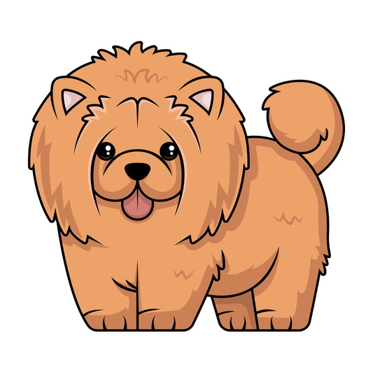 Furry chow chow with tongue hanging out. PNG - JPG and vector EPS (infinitely scalable).