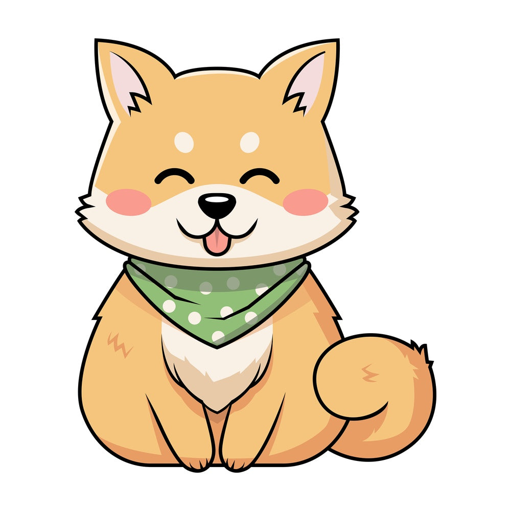 Cute shiba inu dog wearing handkerchief. PNG - JPG and vector EPS (infinitely scalable).