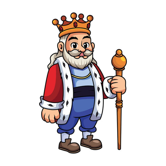 Wise old king holding scepter - Image isolated on transparent background. PNG