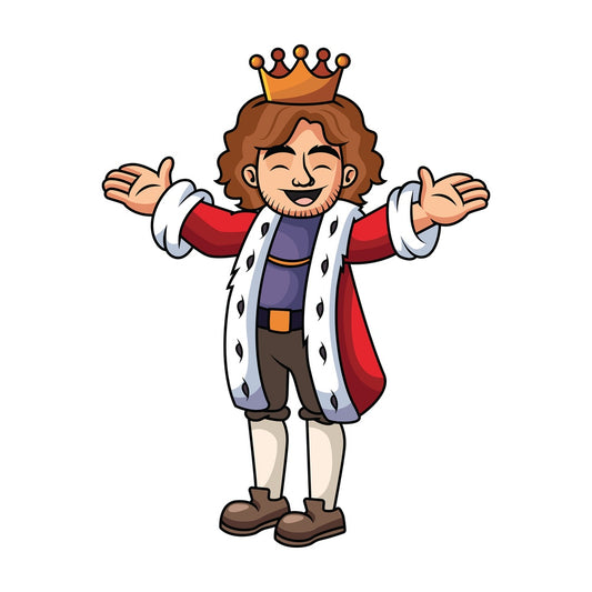 Happy king with open arms - Image isolated on transparent background. PNG