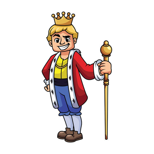 Young king holding scepter - Image isolated on transparent background. PNG