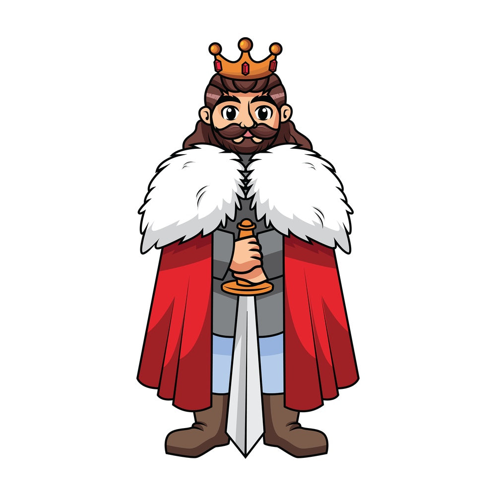 Brave warrior king holding sword - Image isolated on transparent background. PNG